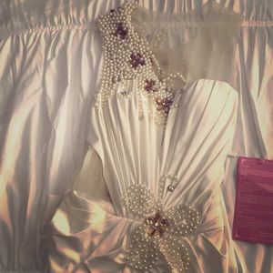 Beaded cream long dress